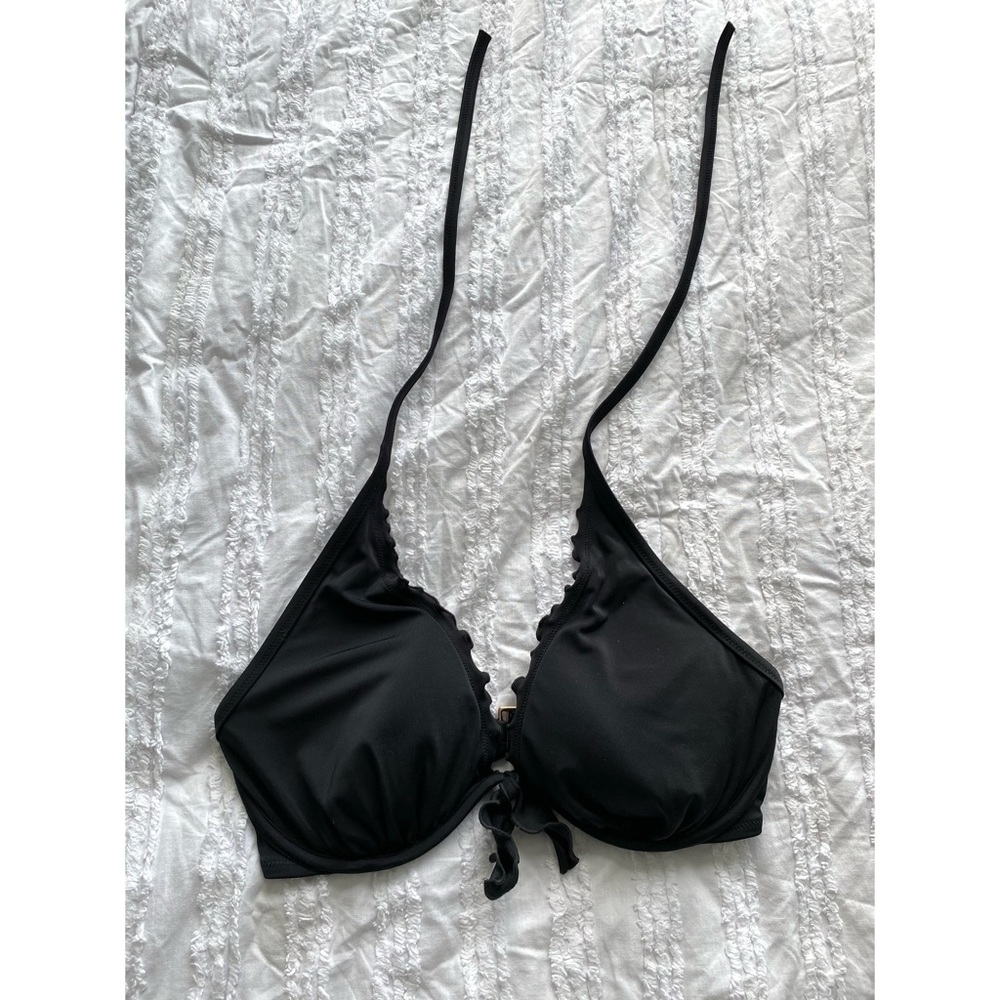 Victorias Secret Black Ruffle Trim Bikini Bra